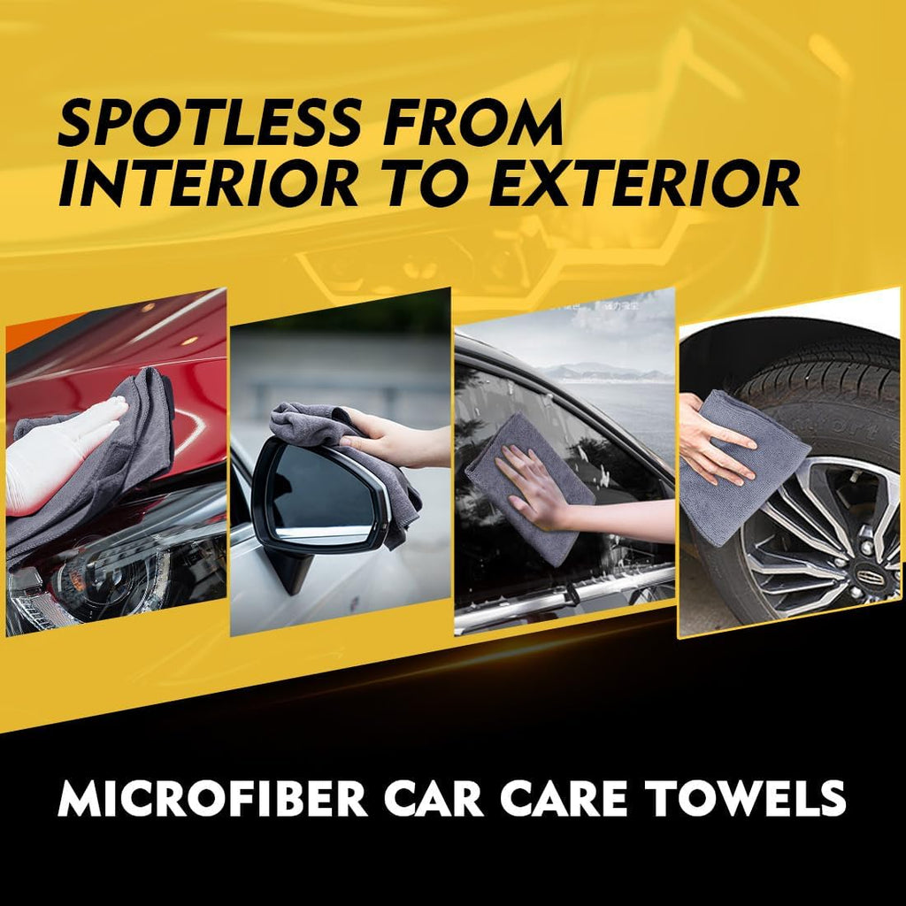 Microfiber Cleaning Cloth 12 Pack, 12.5 x 12.5 inch Microfiber Towels for Cars, Ultra Absorbent Washing Cloth, Lint Free Streak Free Cleaning Rags for Car, Kitchen, and Window (Grey)