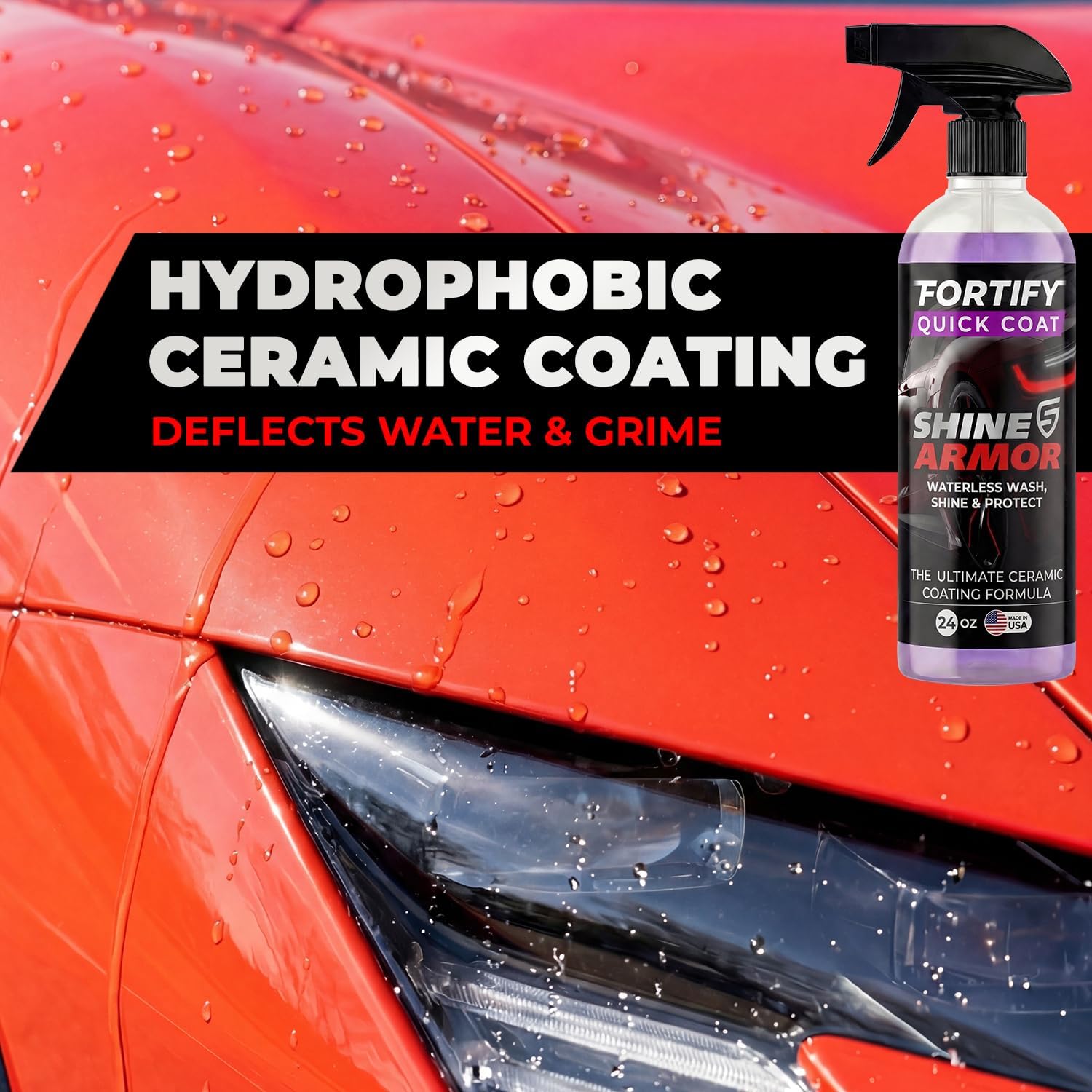 3-in-1 Complete Detailing Spray - Car Wax, Waterless Wash and Ceramic Coating - Paint Protection for Cars, Trucks, Bikes and SUVs, Made in USA, 16floz