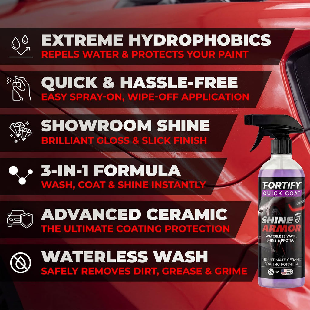 3-in-1 Complete Detailing Spray - Car Wax, Waterless Wash and Ceramic Coating - Paint Protection for Cars, Trucks, Bikes and SUVs, Made in USA, 16floz