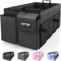Car Organizer, Foldable Trunk organizer for SUVs & Sedans, Sturdy Car Organization for Car Accessories, Tools, Sundries, Black, 2 Compartments, 21.3"×12.6"×10.6"