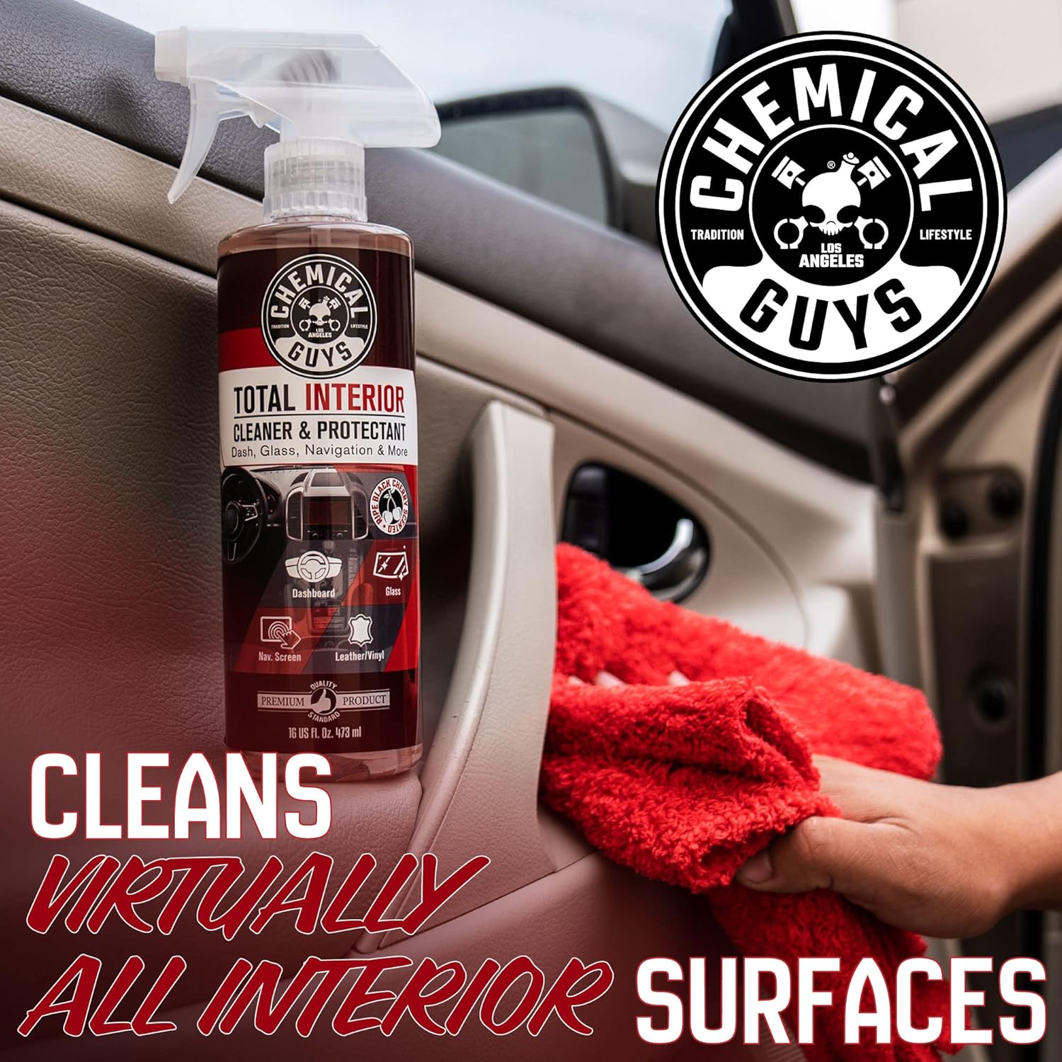 Interior Cleaner & Protectant - Black Cherry, Car Cleaning Spray, Cleans and Protects Leather, Vinyl, Plastic, Rubber, and Glass, Safe for Trucks, SUVs, Jeeps, RVs & More - 16 oz
