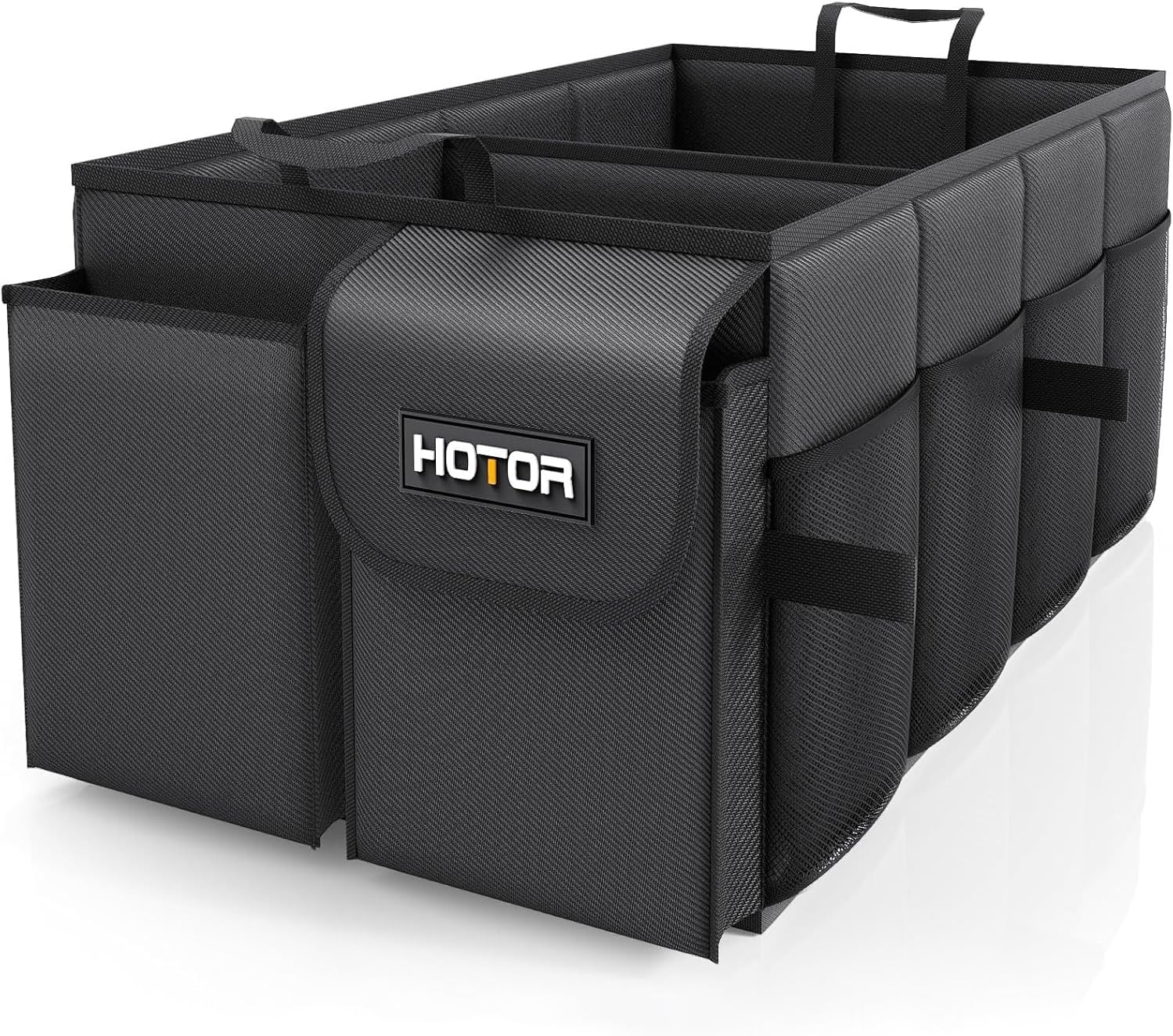 Car Organizer, Foldable Trunk organizer for SUVs & Sedans, Sturdy Car Organization for Car Accessories, Tools, Sundries, Black, 2 Compartments, 21.3"×12.6"×10.6"